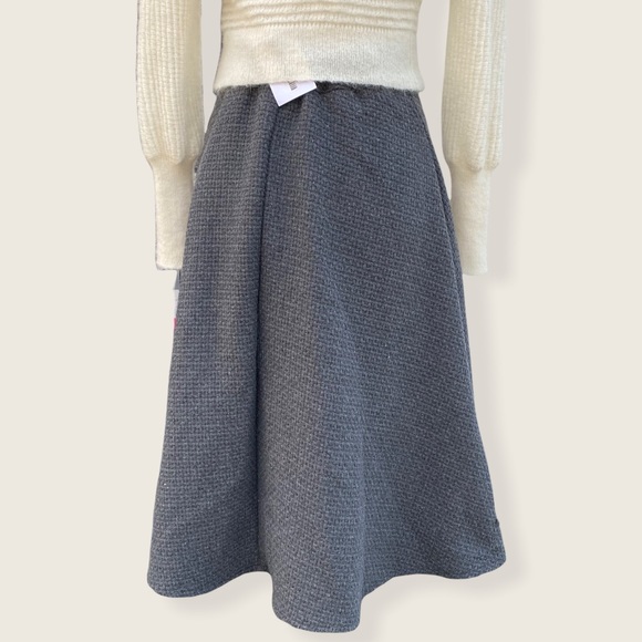 NWT Oak + Fort Women’s A-Line Dark Gray Waffle Knit Midi Skirt XS - Picture 12 of 15